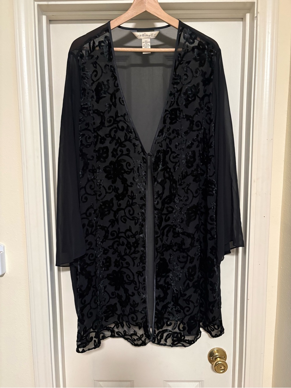 Lane Bryant Black Sheer Velvet night gown/kimono